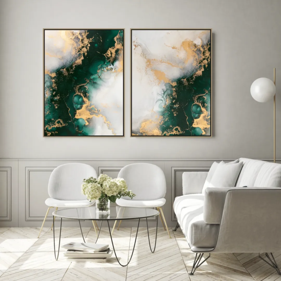 Quadro Marmorizado Verde 01 90x120 cm