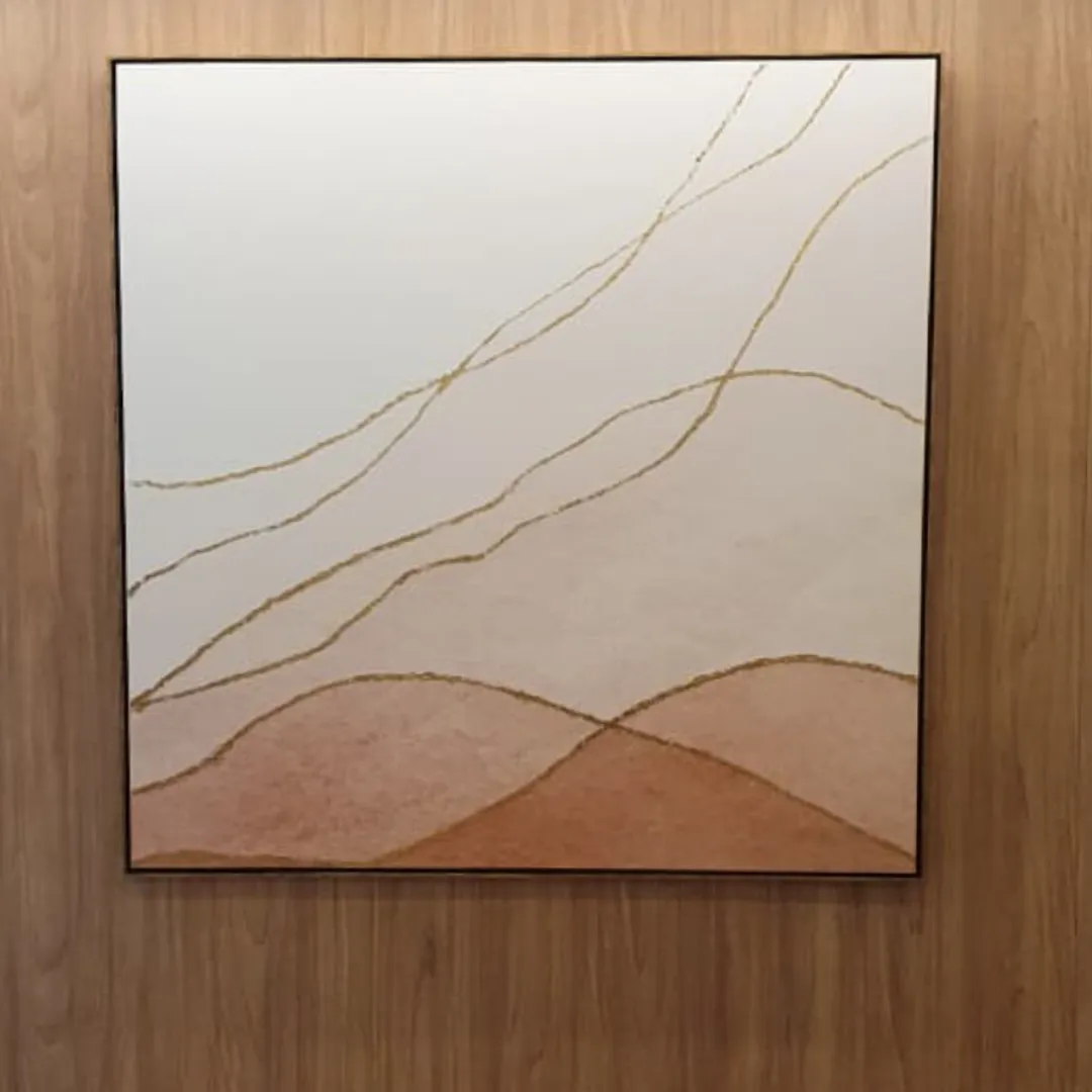 Quadro Abstrato Dourado 08 -123x123 cm