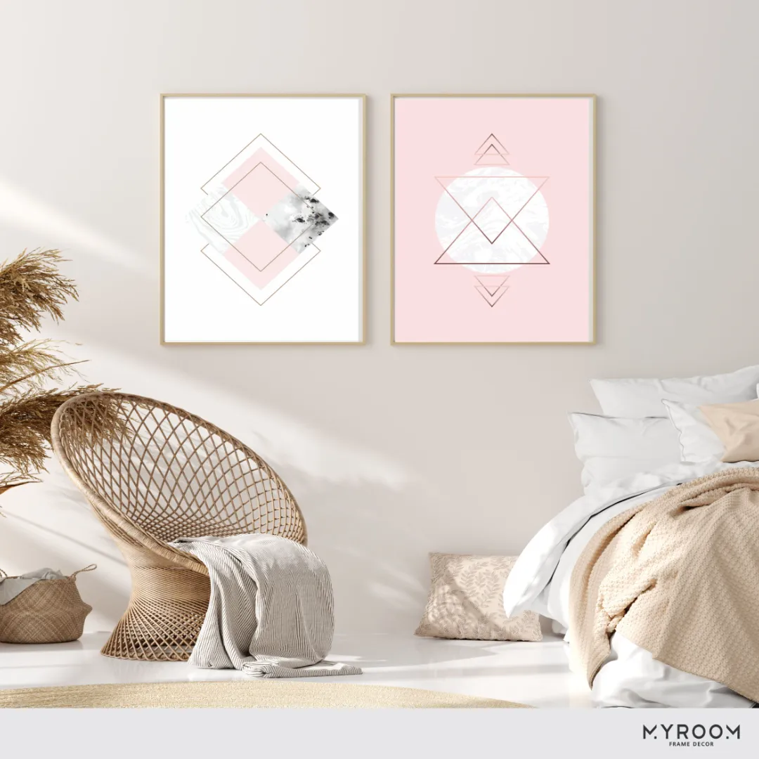 Quadro Abstrato geométrico rosa 1042